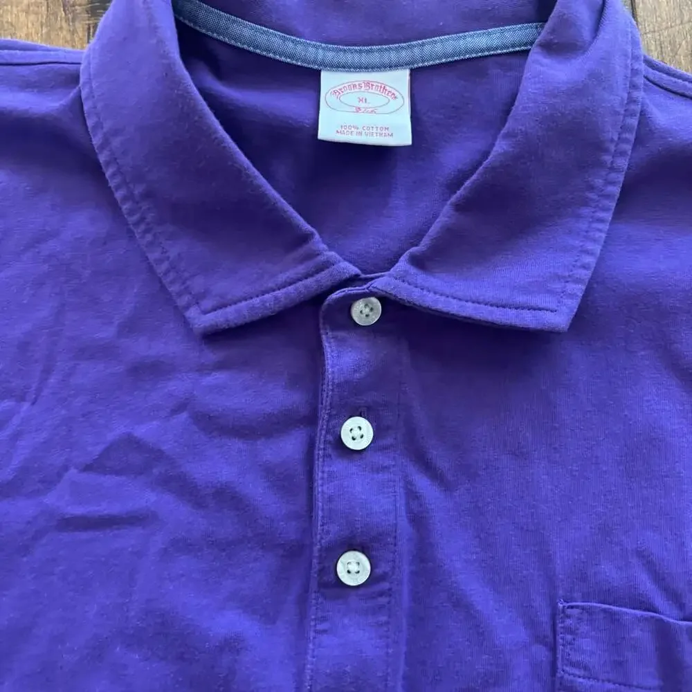 Brooks Brothers 346 Purple Polo Shirt Men's XL 100% Cotton